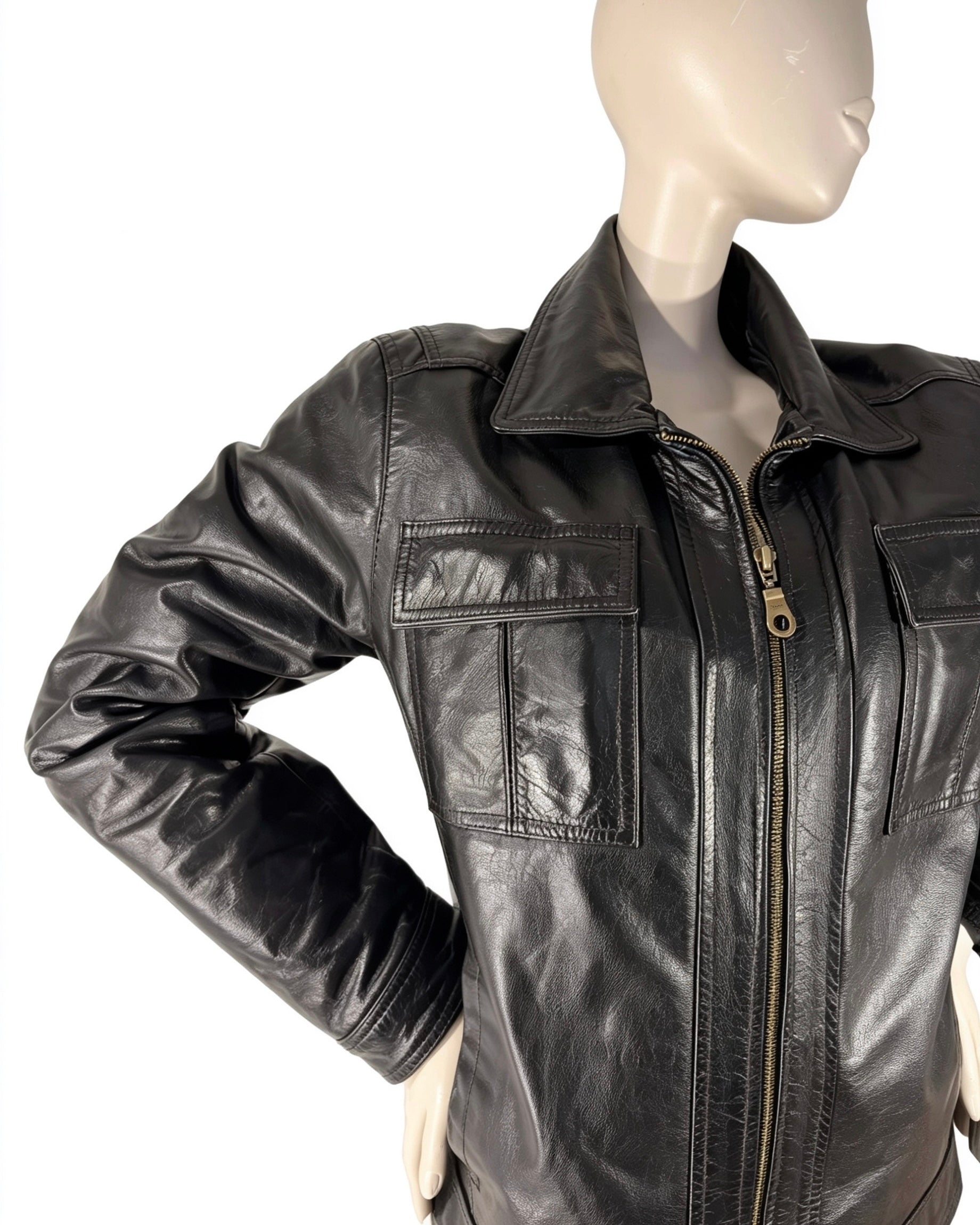 Blouson masculin en cuir véritable