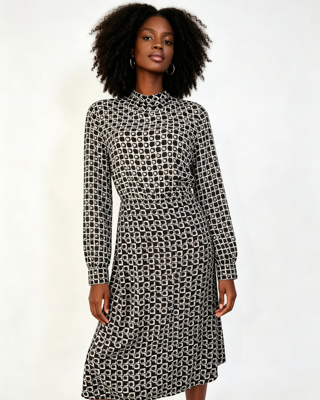 Robe mi-longue imprimée géométrique - Taille 44