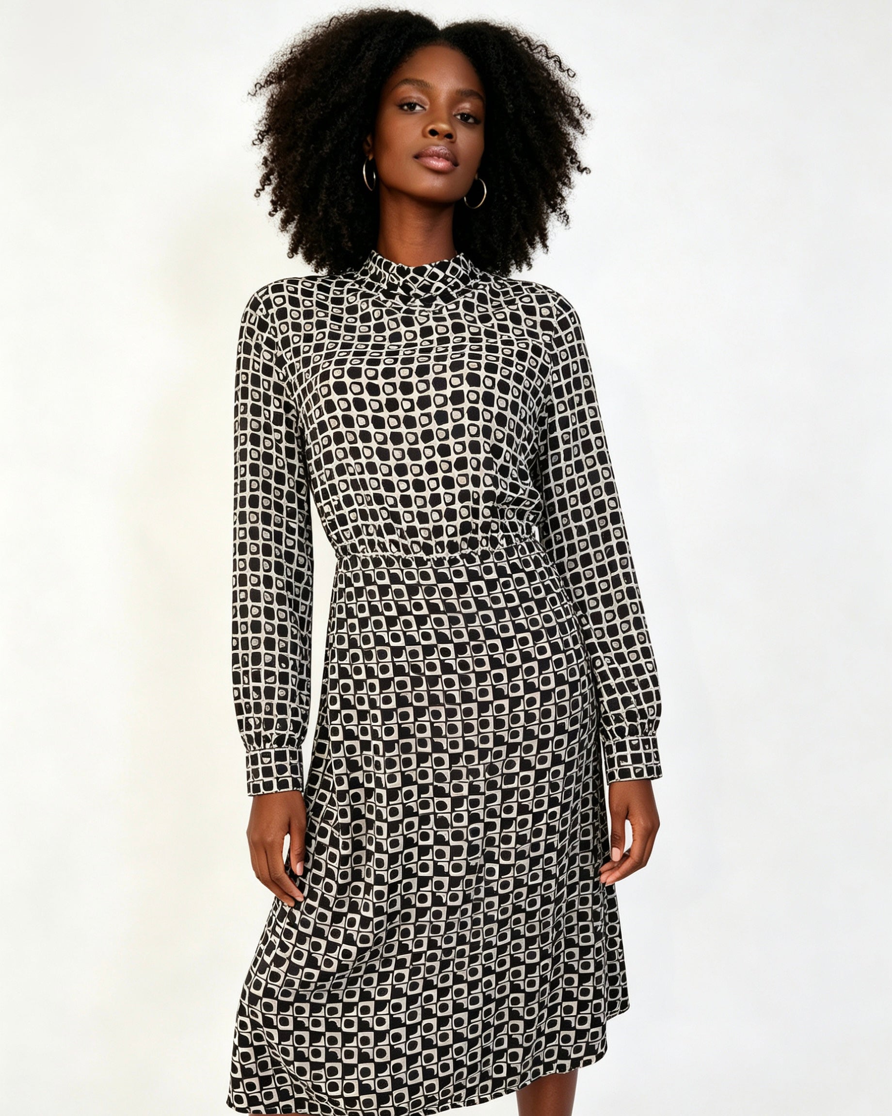 Robe mi-longue imprimée géométrique - Taille 44
