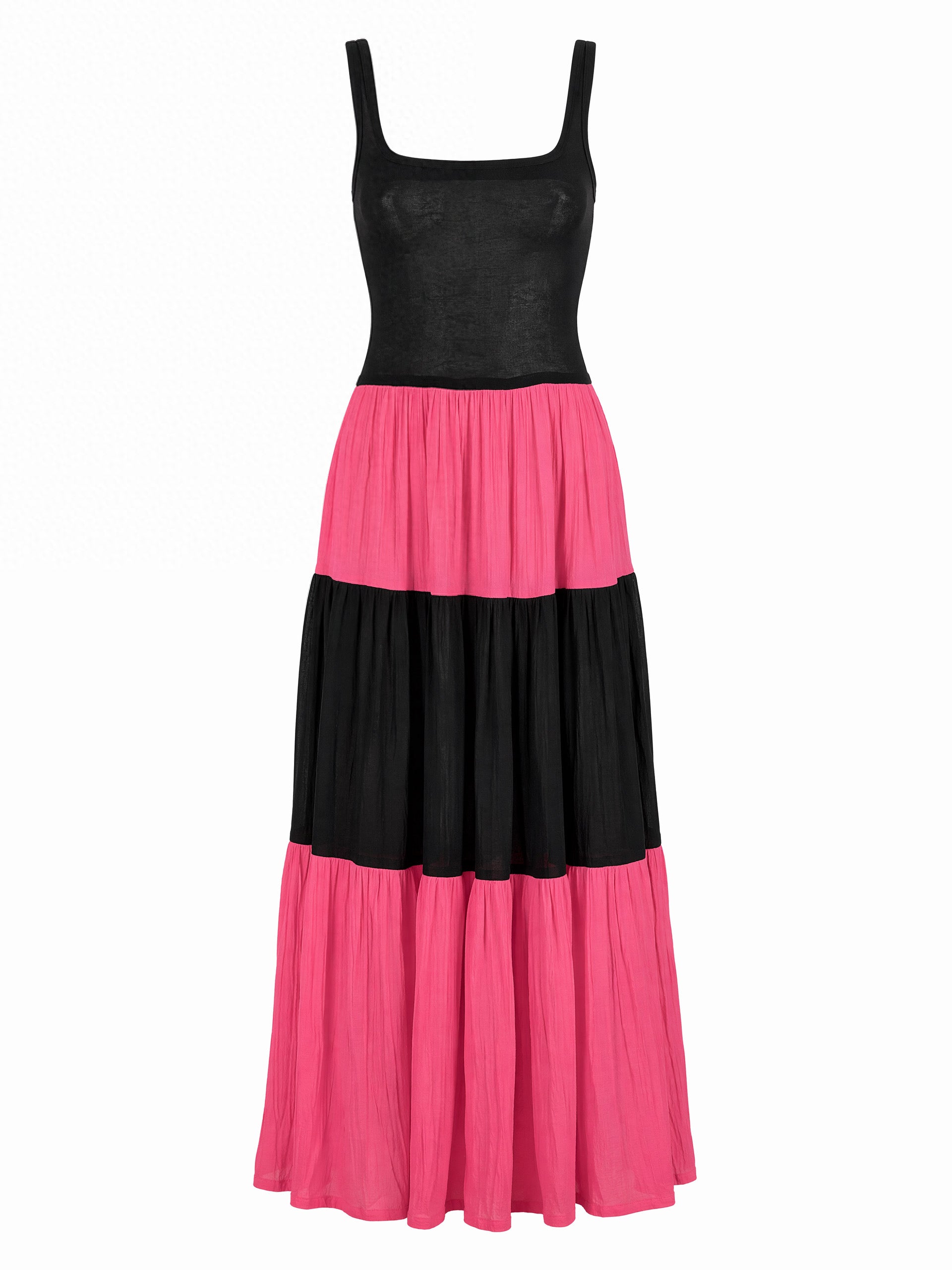 Robe Maxi Bicolore à Étages - Taille 38