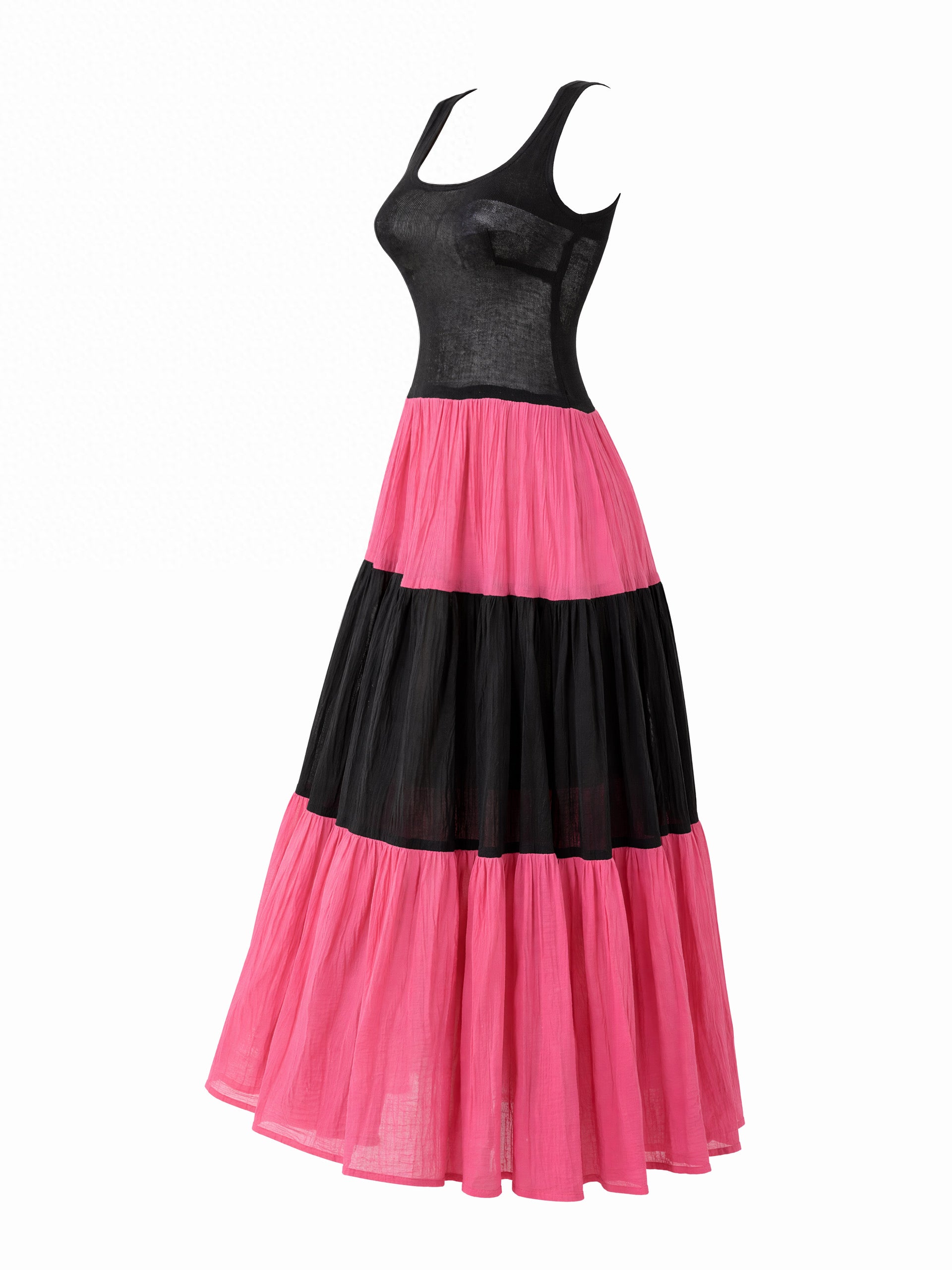 Robe Maxi Bicolore à Étages - Taille 38