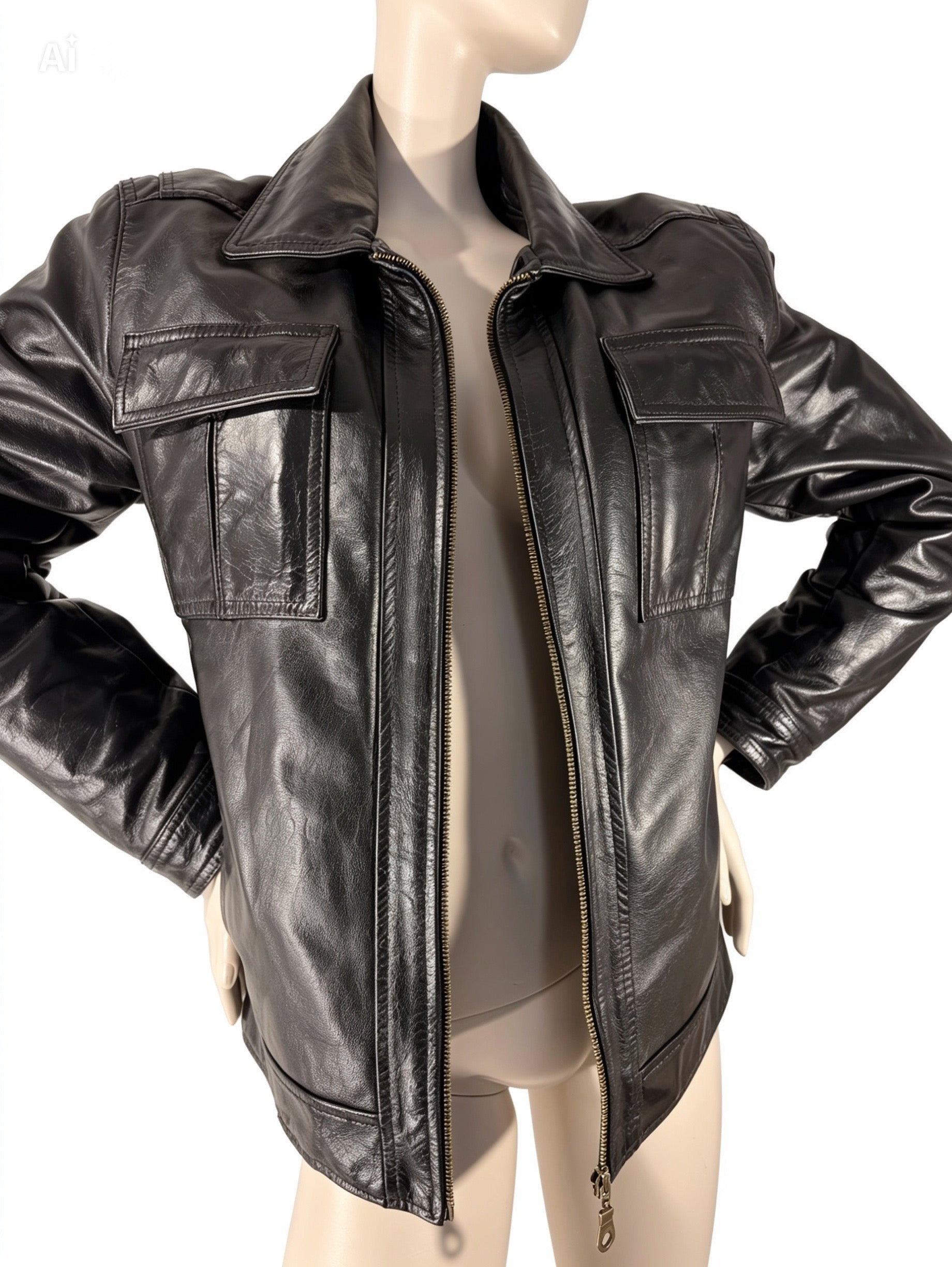 Blouson masculin en cuir véritable