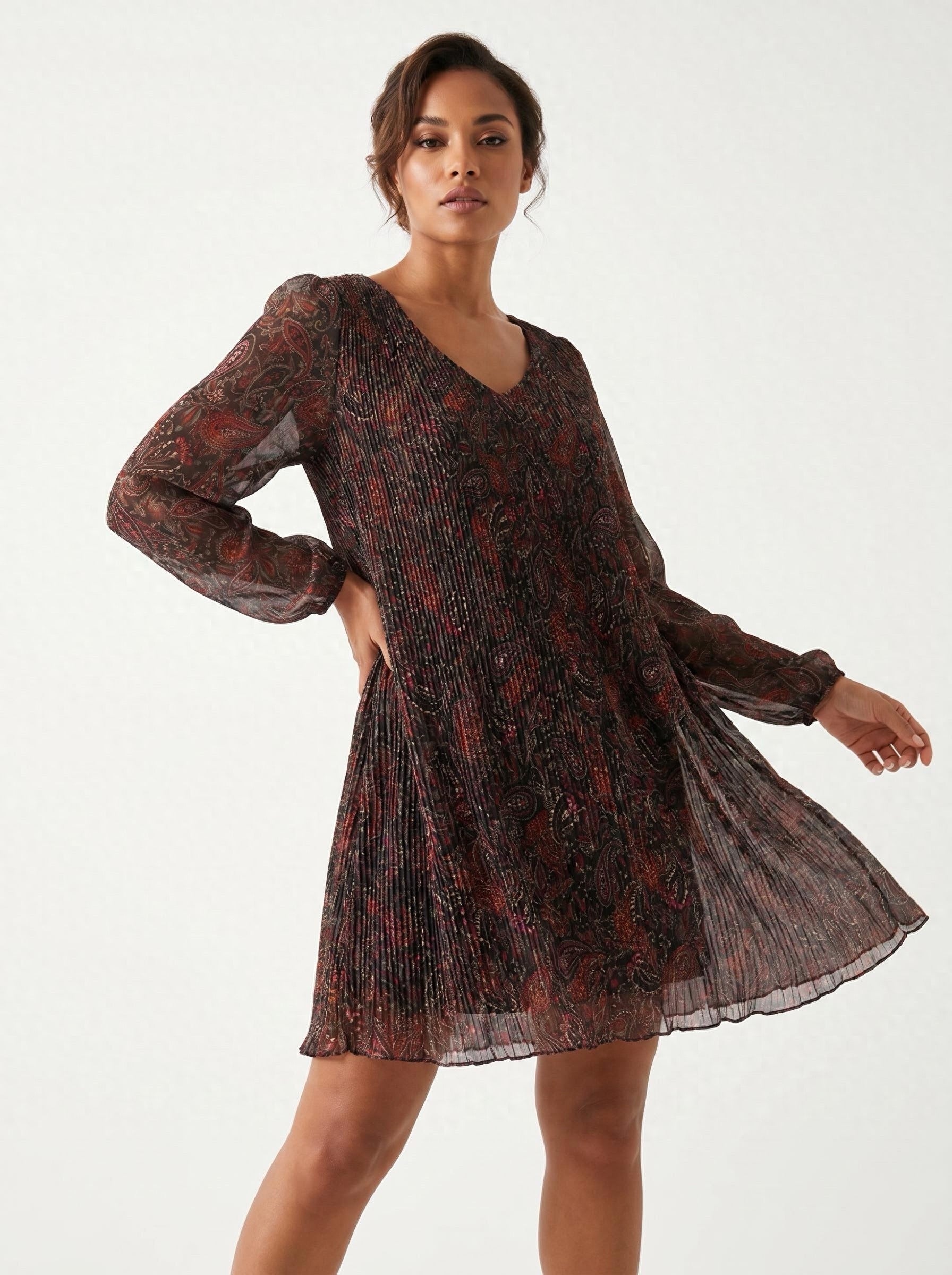 Robe courte plissé - élégance bohème - Taille M