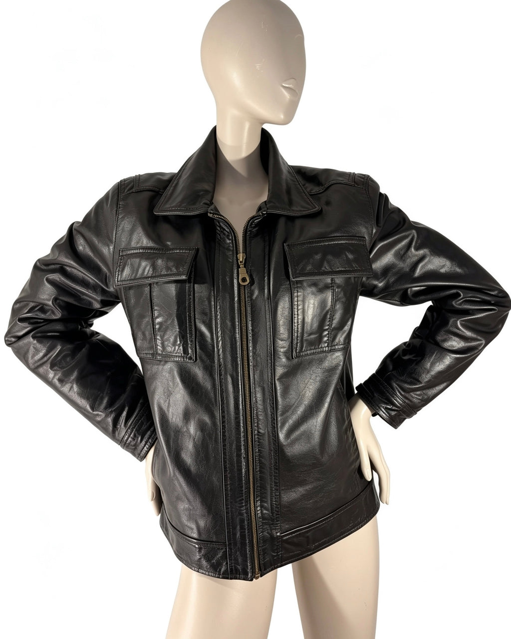 Blouson masculin en cuir véritable