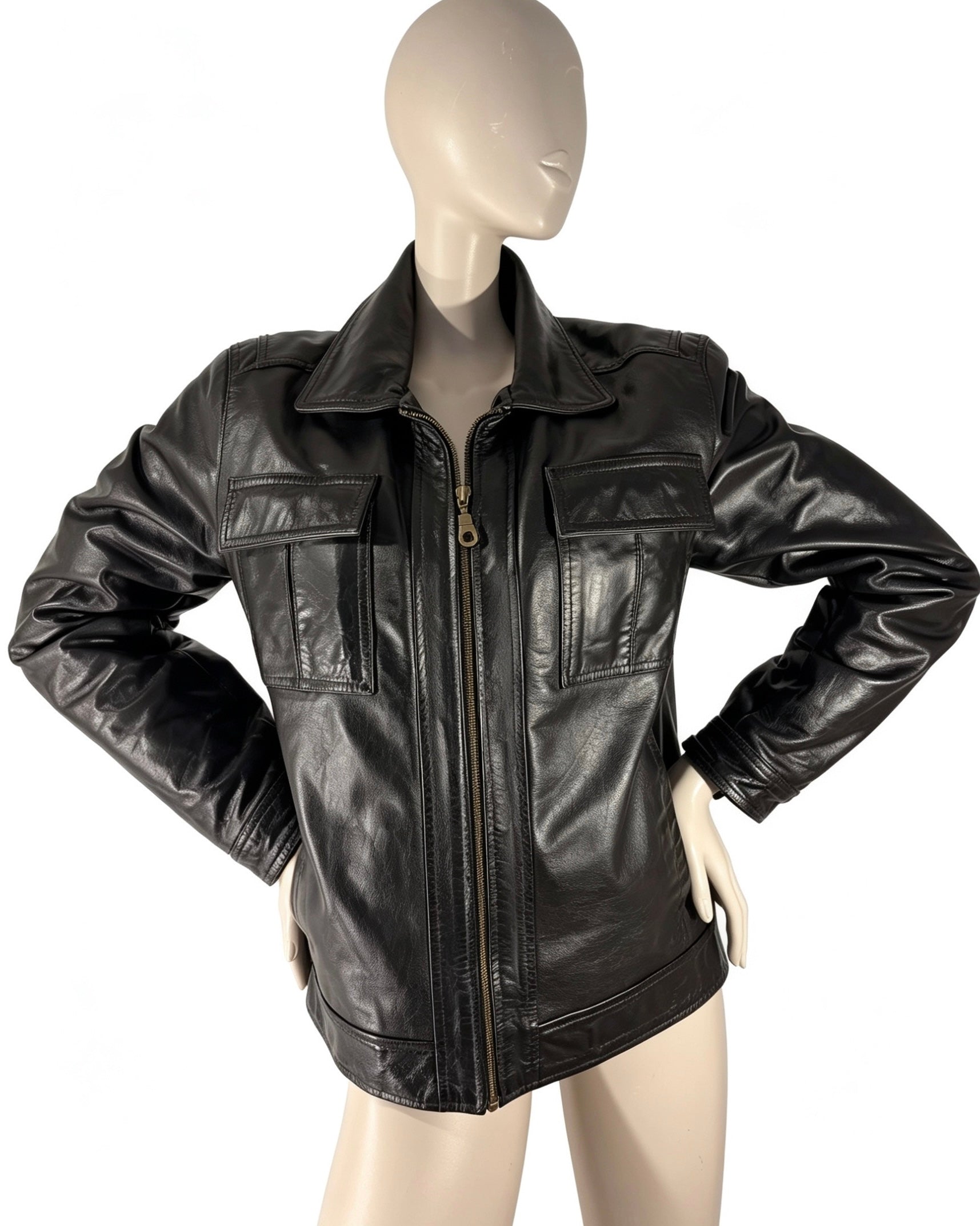 Blouson masculin en cuir véritable