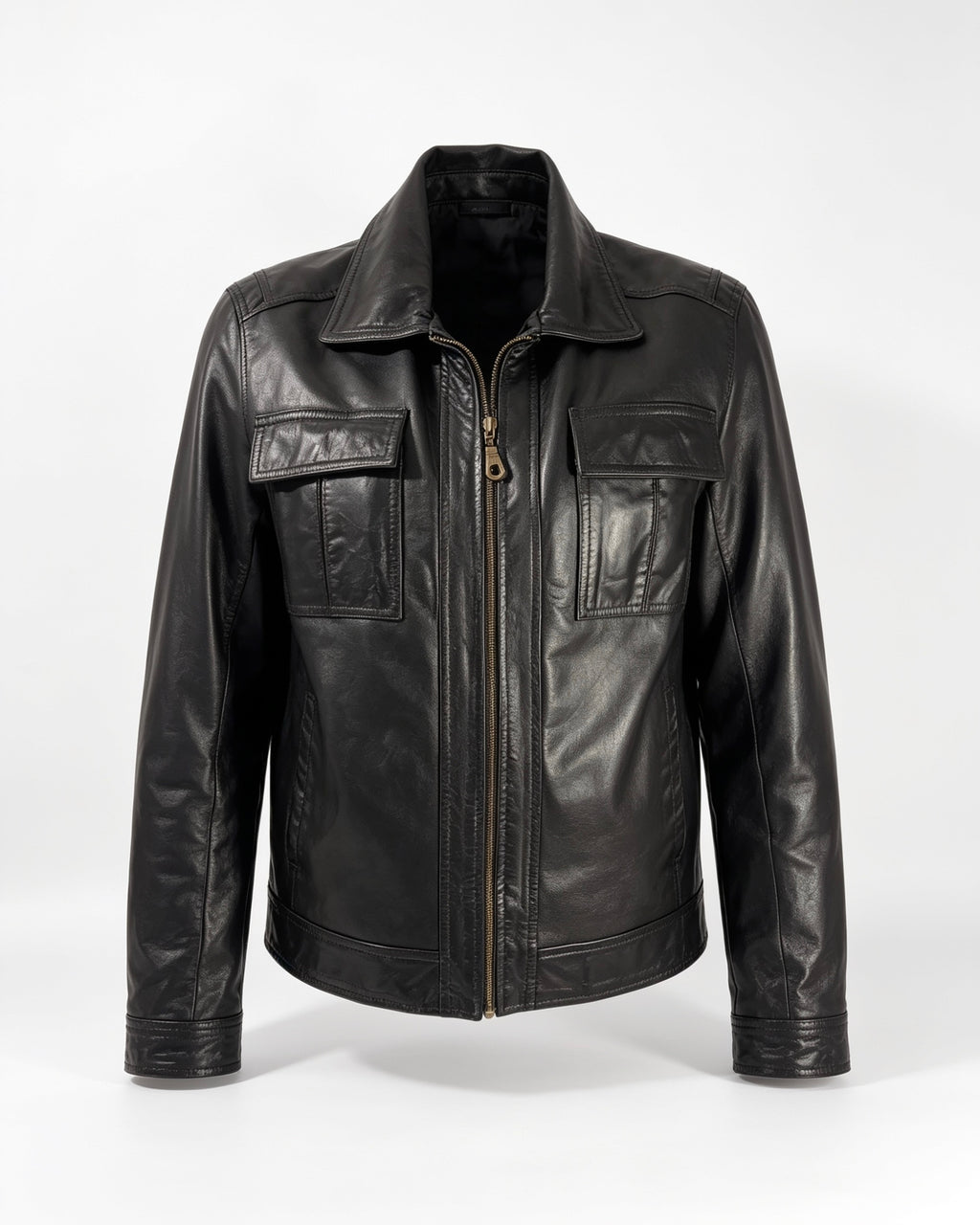 Blouson masculin en cuir véritable