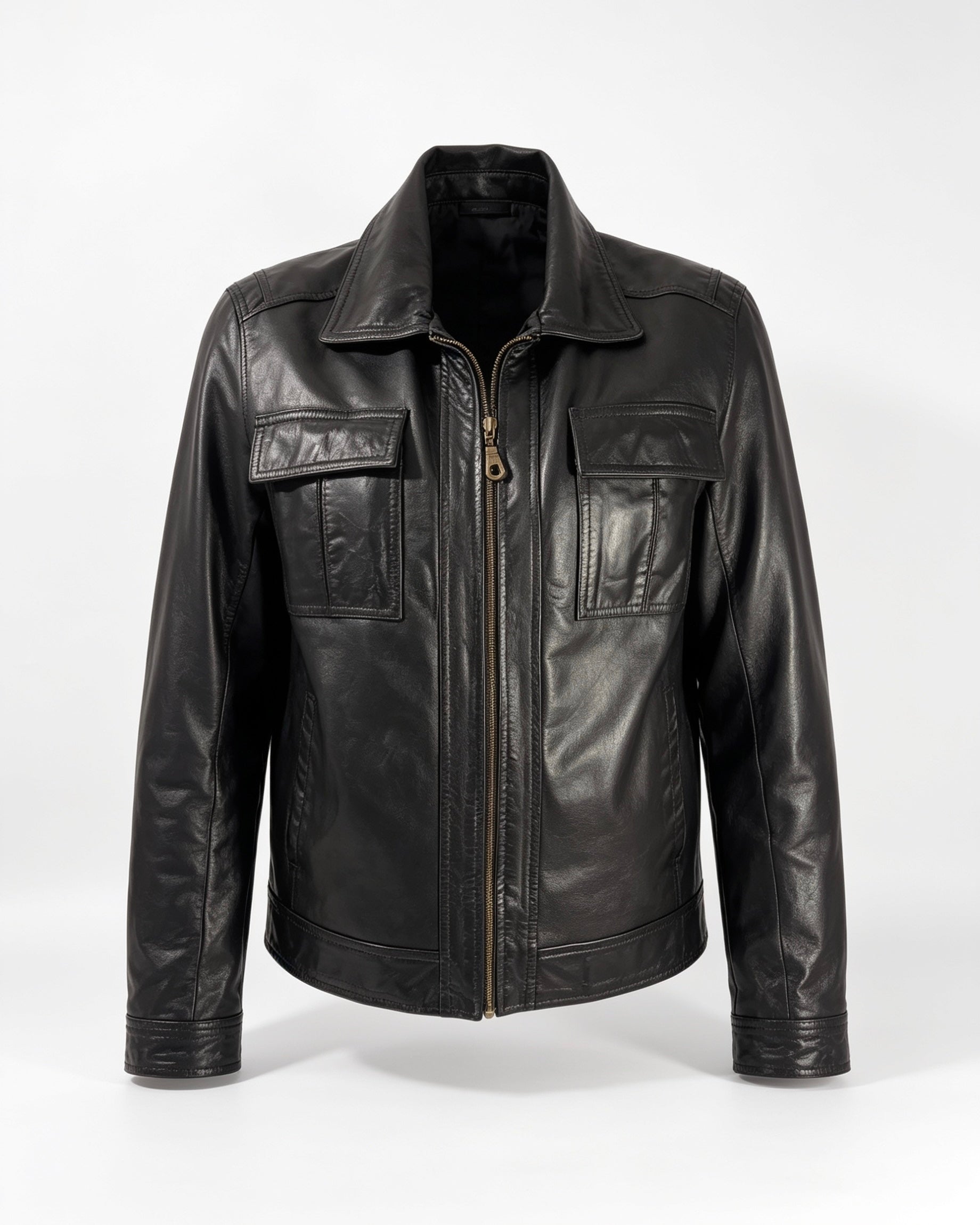 Blouson masculin en cuir véritable