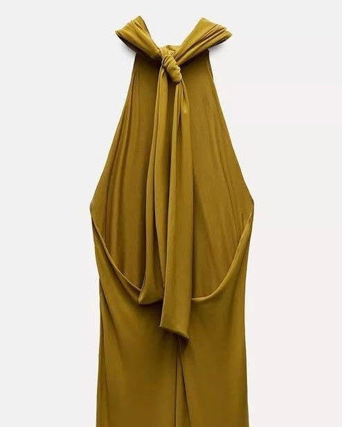 Robe longue dos nu à noeud - taille L