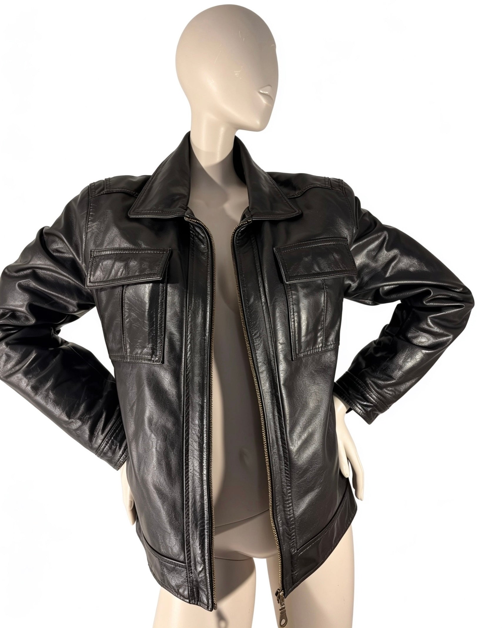 Blouson masculin en cuir véritable